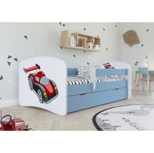 Kocot kids Dětská postel Babydreams závodní auto modrá, varianta 70x140, se šuplíky, bez matrace