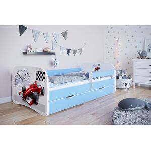 Kocot kids Dětská postel Babydreams formule jedna modrá, varianta 80x180, se šuplíky, s matrací