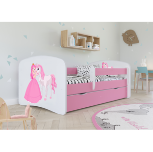 Kocot kids Dětská postel Babydreams princezna a poník růžová, varianta 80x180, se šuplíky, s matrací