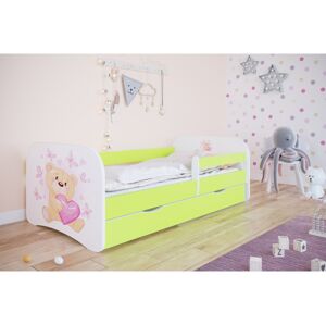 Kocot kids Dětská postel Babydreams medvídek s motýlky zelená, varianta 70x140, se šuplíky, bez matrace