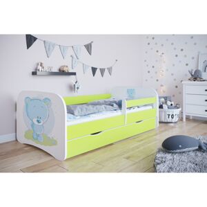 Kocot kids Dětská postel Babydreams medvídek zelená, varianta 80x180, se šuplíky, s matrací