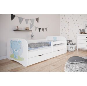 Kocot kids Dětská postel Babydreams medvídek bílá, varianta 80x180, se šuplíky, s matrací