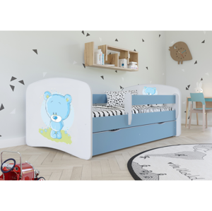 Kocot kids Dětská postel Babydreams medvídek modrá, varianta 80x180, se šuplíky, s matrací