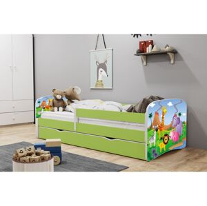 Kocot kids Dětská postel Babydreams safari zelená, varianta 80x180, se šuplíky, s matrací