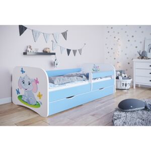 Kocot kids Dětská postel Babydreams slon s motýlky modrá, varianta 70x140, se šuplíky, bez matrace