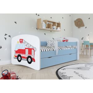 Kocot kids Dětská postel Babydreams hasičské auto modrá, varianta 80x180, se šuplíky, s matrací