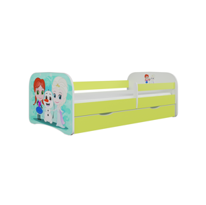 Kocot kids Dětská postel Babydreams Ledové království zelená, varianta 80x180, se šuplíky, s matrací