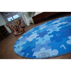 Dywany Lusczow Dětský kulatý koberec PUZZLE modrý, velikost kruh 200